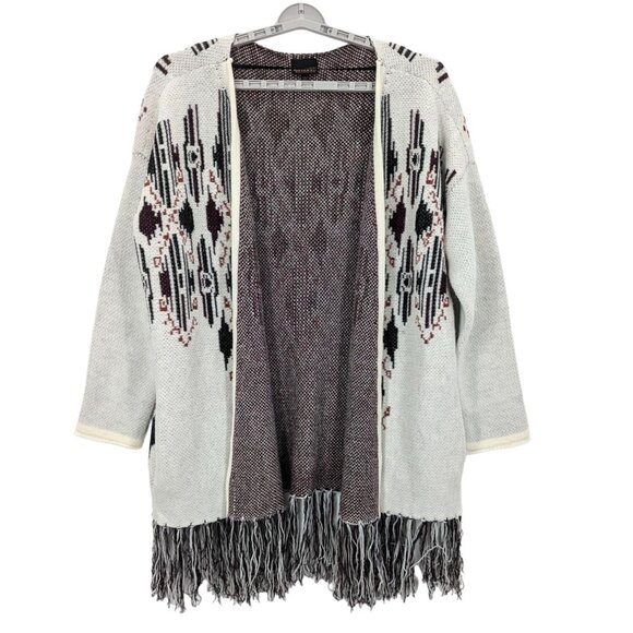 Shyanne Aztec Knit Cardigan Women Size M Open Front Fringe Western Boho Country - Picture 1 of 11